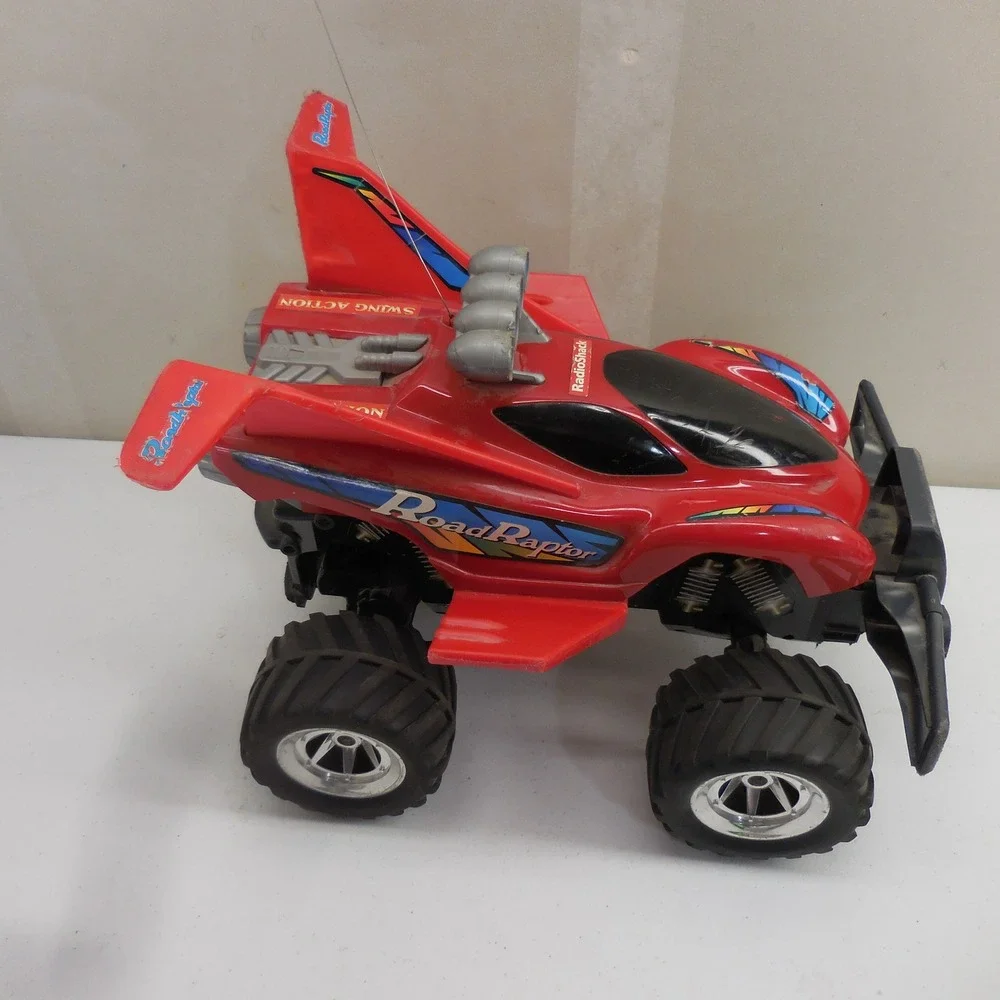 Vintage RadioShack Road Raptor RC Monster Truck Red Swing Action Tested & Works